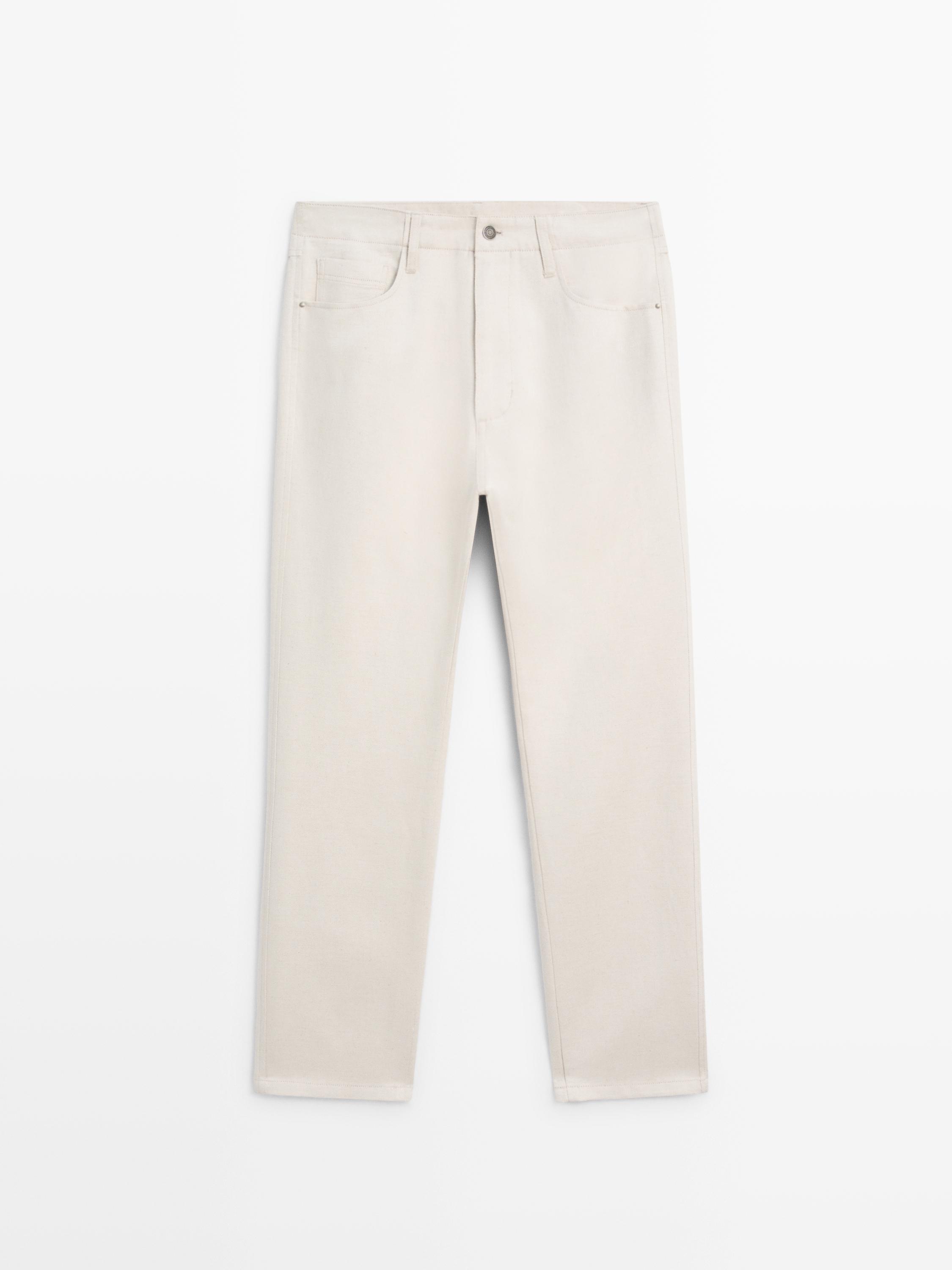 Cotton and linen five-pocket trousers
